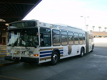 An Ultra Low-Sulfur Diesel-powered AN460LF low-floor of RTC Transit in Las Vegas, Nevada