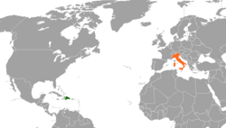 Map indicating locations of Dominican Republic and Italy