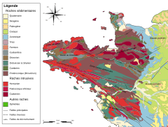 Carte montrant les différentes couches géologiques du Massif armoricain