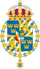 Escudo de Armas Mayores con el collar de la Orden de los Serafines.