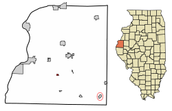 Location of Basco in Hancock County, Illinois.