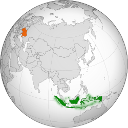 Map indicating locations of Indonesia and Ukraine