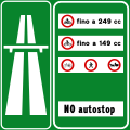Motorway ahead with a summary of transit restrictions