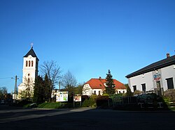Center of the village with the church and the municipal office