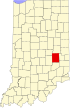 State map highlighting Rush County