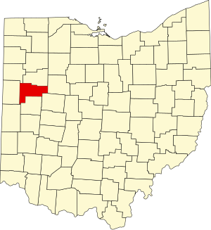 Map of Ohio highlighting Auglaize County