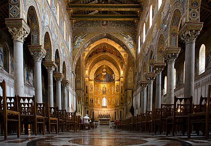 Nave of Monreale Cathedral in Norman Sicily (1172–1267)