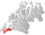 Tjeldsund markert med rødt på fylkeskartet