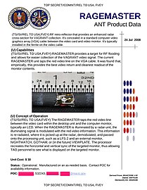 RAGEMASTER - Hardware implant concealed in a computer's Video Graphics Array (VGA) to capture screenshots and video