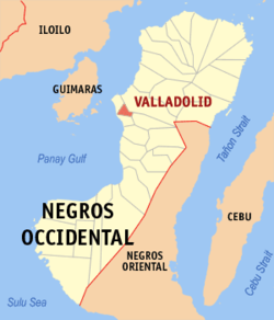 Map of Negros Occidental with Valladolid highlighted
