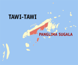 Map of Tawi-Tawi with Panglima Sugala highlighted