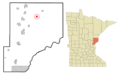 Location of the city of Bruno within Pine County, Minnesota