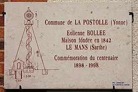 Plaque pour le centenaire de l'éolienne Bollée.