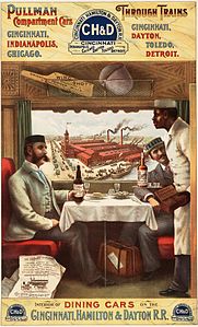 Pullman Compartment Cars Through Trains at Pullman porter, by Strobridge & Co. Lith.