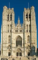 Cathedral of St. Michael and St. Gudula in Brussels, a towered highly decorated façade