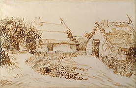 Cabanes dessinées par Vincent van Gogh.