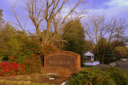 Westham sign of neighborhood still called Westham built on the old town in 1930.[1]