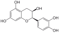 Epicatehina. Radicalul aril din poziţia 2 şi hidroxilul de la atomul 3 au configuraţie cis