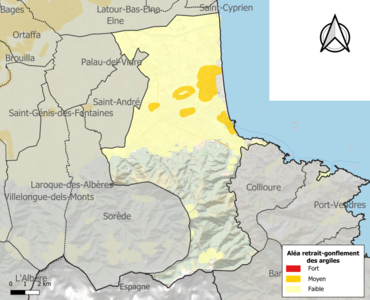 Carte des zones d'aléa retrait-gonflement des argiles.