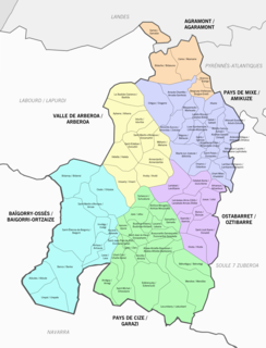 Municipios y comarcas de la Baja Navarra (año 2018)