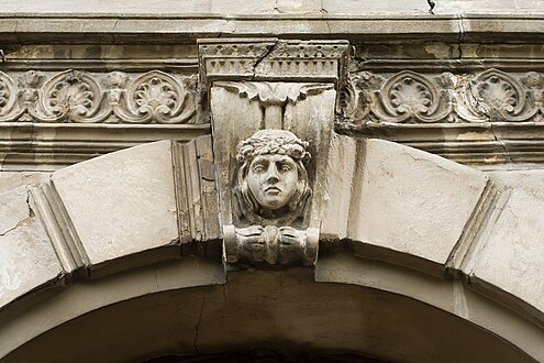 Neoclassical palmettes on the Hristu House (Calea Victoriei no. 129), Bucharest, Romania, unknown architect, 1871