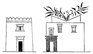 Dwelling house in Ancient Egypt with windcatcher. From a painting at the Pharaonic house of Neb-Ammun, Egypt, which dates from the 19th Dynasty, c. 1300 BC (British Museum).[32][3]