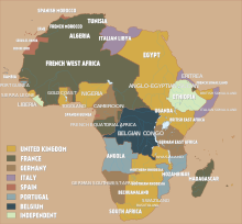 Colonial map of Africa prior to World War One