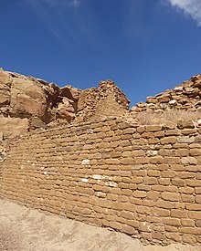 A color picture of a large sandstone masonry wall
