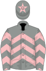 Grey and pink chevrons, pink star on cap