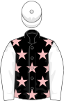 Black, pink stars, white sleeves and cap