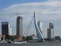 Les tours du Wilhelminapier, derrière l’Erasmusbrug en 2010.