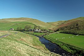 Usway Burn (right) flows into the River Coquet