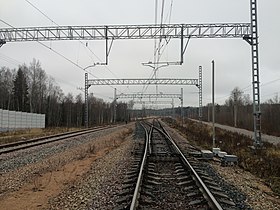 Путевой съезд возле пл. Матросово. Вид в сторону Выборга.