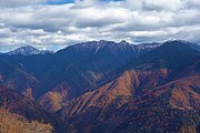 しらびそ峠から悪沢岳～聖岳を望む