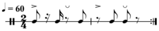 3-2 son clave, in 2/4 quarter = 60 theoretical number of pulses = 4 X number of measures = 2