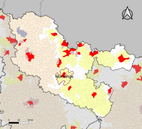 Localisation de l'aire d'attraction de Morhange dans le département de la Moselle.