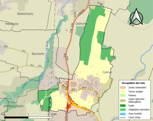 Carte en couleurs présentant l'occupation des sols.