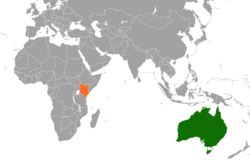 Map indicating locations of Australia and Kenya