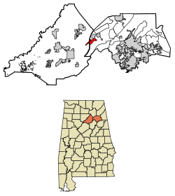 Location of Altoona in Blount County and Etowah County, Alabama.
