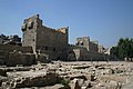 Inside view of the Citadel of Damascus; twin bretèches project from each tower overseeing a section of the curtain wall