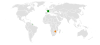 Location map for France and Zimbabwe.