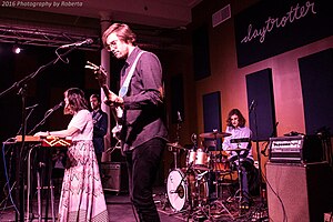 Frances Cone performing on a small soundstage