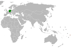 Map indicating locations of Germany and Samoa