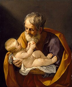 Saint Joseph and the Christ Child, at and by Guido Reni
