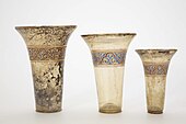 Stacking beakers, with enamels and gilding, mid 13th century AD
