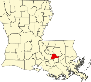 Map of Louisiana highlighting Ascension Parish