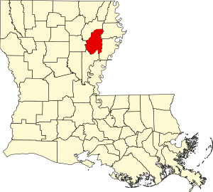 Map of Louisiana highlighting Franklin Parish