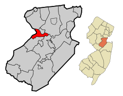ミドルセックス郡内の位置の位置図
