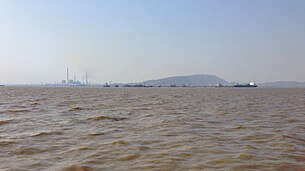 View of Mumbai refinery from Bombay Harbor