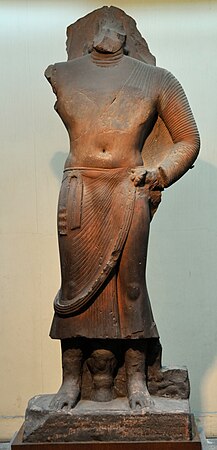 Bodhisattva de Set-Mahet, avec inscription mentionnant le règne de Kanishka ou Huvishka[17].